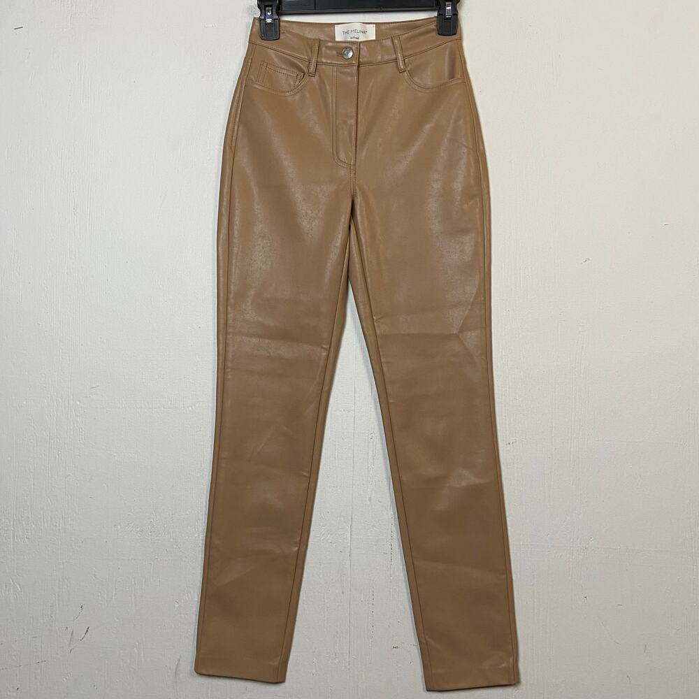 Aritzia Wilfred Melina High Rise Tan Vegan Leather Pants Size 0
